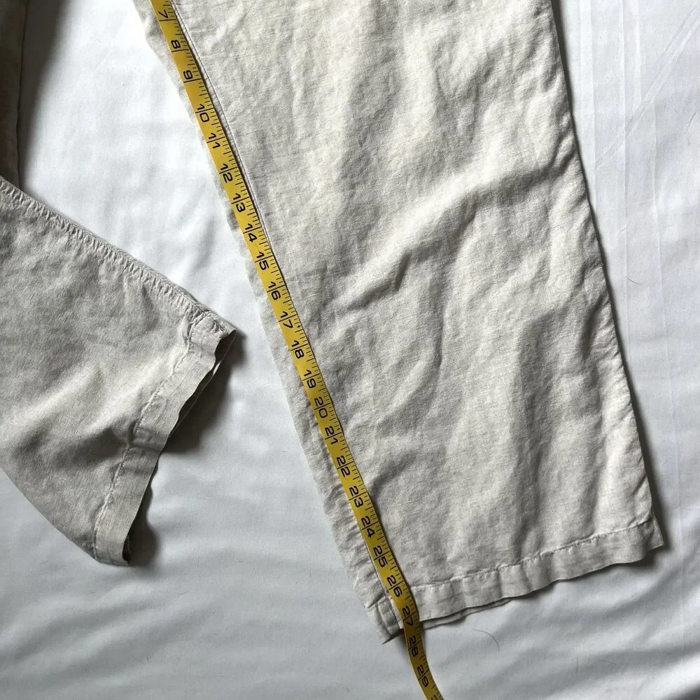 Liz Claiborne Linen /Cotton Pants Women Size XL Beige Drawstring Pockets Coastal